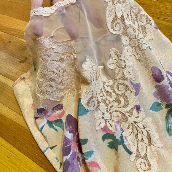 Vintage Victoria's Secret Peach Floral, Lace & Frill Mini Slip Lingerie Dress - Picture 11 of 15